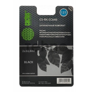 Заправочный набор Cactus CS-RK-CC640 черный (2x30мл) HP DeskJet D1663/D2563 PhotoSmart; C4683/C4783