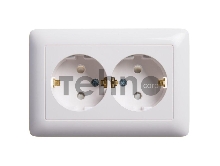 Розетка 2-м СП Хит 16А защ. шторки с заземл. бел. SchE RS16-231-B