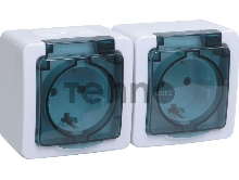 Розетка 2-м ОП Гермес Plus РСб22-3-ГПБд с защ. крышкой с заземл. IP54 (цвет крышки дымчатый) ИЭК ERMP22-K03-16-54-EC