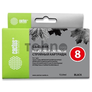 Картридж струйный Cactus CS-CLI8BK черный для Canon MP470 MP500 MP530 MP600 (12ml)
