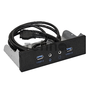 Планка USB на переднюю панель ExeGate EX289291RUS U5H-627, 5,25, 2*USB3.0+2*HD Audio, черная, металл, подсоед. к MB