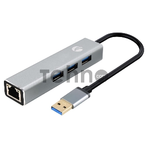 Переходник USB 3.0 -->RJ-45 1000Mbps+3 USB3.0, Aluminum Shell, 0.2м VCOM <DH312A>