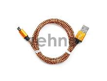 Кабель Gembird  USB 2.0 Cablexpert CC-mUSB2oe1m, AM/microBM 5P, 1м, нейлоновая оплетка, алюминиевые разъемы, оранжевый, пакет