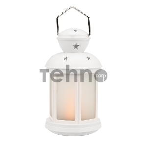 Декоративный фонарь NEON-NIGHT 12х12х20,6 см, белый корпус, теплый белый цвет свечения с эффектом пламени свечи NEON-NIGHT