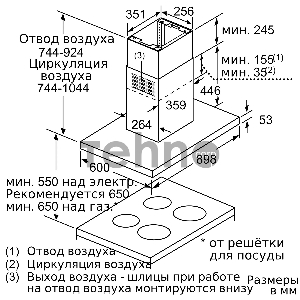 Вытяжка Островная Bosch Серия 4 DIB97IM50, ширина 90 см, нержавеющая сталь