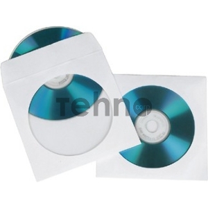 Конверт HAMA Конверты для CD/DVD бумажные с прозрачным окошком 100шт (белый) H-62672/H-49995/H-51174