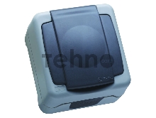 Розетка 1-м ОП 16А IP44 с заземл. с крышкой сер. Makel 36064099