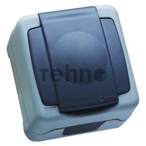 Розетка 1-м ОП 16А IP44 с заземл. с крышкой сер. Makel 36064099