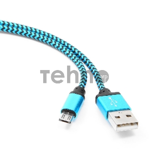 Кабель Gembird USB 2.0 Cablexpert CC-mUSB2bl1m, AM/microBM 5P, 1м, нейлоновая оплетка, алюминиевые разъемы, синий, пакет
