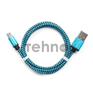 Кабель Gembird USB 2.0 Cablexpert CC-mUSB2bl1m, AM/microBM 5P, 1м, нейлоновая оплетка, алюминиевые разъемы, синий, пакет
