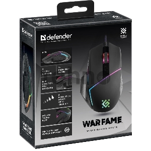 Проводная игровая мышь Warfame GM-880L RGB,8кнопок,12800dpi DEFENDER