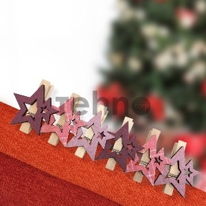 Деревянные прищепки «Звездочки» 16x4.5x1.3 cм, розовые, 6 шт. NEON-NIGHT