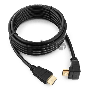 Кабель HDMI Gembird/Cablexpert CC-HDMI490-10, 3.0м, v1.4, 19M/19M, углов. разъем, черный, позол.разъемы, экран, пакет