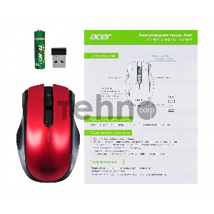 Мышь Acer OMR032 черный/красный оптическая (1600dpi) беспроводная USB (4but)