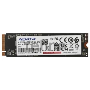 Твердотельный накопитель SSD M.2 2280 2TB ADATA LEGEND 960 [ALEG-960-2TCS] PCIe Gen4x4 with NVMe, 7400/6800, IOPS 750/630K, MTBF 2M, 3D NAND, 1560TBW, 0,43DWPD, Heat Sink, SMI SM2264, Work with PS5, RTL