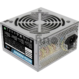 Блок питания Aerocool 400W Retail ECO-400W ATX v2.3 Haswell, fan 12cm, 400mm cable, power cord, 20+4P, 12V 4P, 1x PCI-E 6P, 2x SATA, 2x PATA, 1x FDD