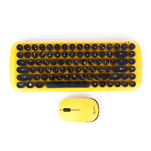 Комплект клавиатура+мышь беспроводные Gembird KBS-9000, 2.4ГГц, жёлт., 78 кл., 1600 DPI, бат.в компл.