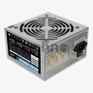 Блок питания Aerocool 400W Retail ECO-400W ATX v2.3 Haswell, fan 12cm, 400mm cable, power cord, 20+4P, 12V 4P, 1x PCI-E 6P, 2x SATA, 2x PATA, 1x FDD