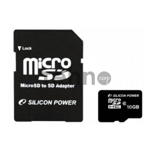 Флеш карта microSDHC 16Gb Class10 Silicon Power SP016GBSTH010V10-SP + adapter