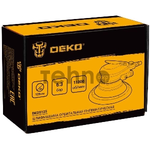 Шлифмашина орбитальная Deko DKOS125 160л/мин d=125мм желтый/черный