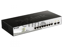 Коммутатор D-Link DGS-1210-10P/ME/B1A Управляемый 2 уровня с 8 портами 10/100/1000Base-T с поддержкой PoE и 2 портами 1000Base-X SFP