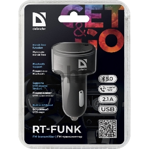FM-трансмиттер Defender RT-Funk BT/HF, USB 2.1 A