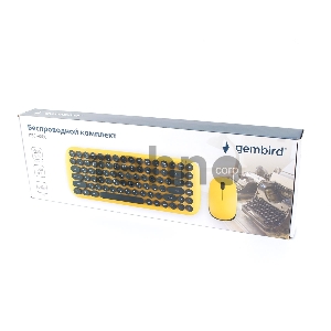 Комплект клавиатура+мышь беспроводные Gembird KBS-9000, 2.4ГГц, жёлт., 78 кл., 1600 DPI, бат.в компл.