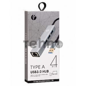 Переходник USB 3.0 -->RJ-45 1000Mbps+3 USB3.0, Aluminum Shell, 0.2м VCOM <DH312A>