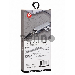 Переходник USB 3.0 -->RJ-45 1000Mbps+3 USB3.0, Aluminum Shell, 0.2м VCOM <DH312A>