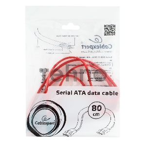Кабель интерфейсный SATAIII Cablexpert CC-SATAM-DATA-0.8M, 80см, 7pin/7pin, защелка, пакет