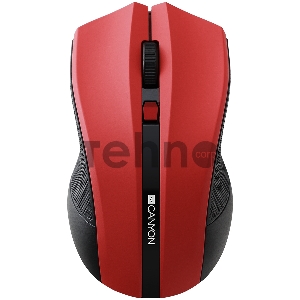 Беспроводная мышь CANYON 2.4GHz wireless Optical Mouse with 4 buttons, DPI 800/1200/1600, Red, 122*69*40mm, 0.067kg