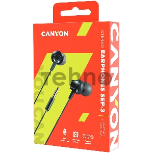 Наушники CANYON CNS-CEP3DG Стерео наушники с микрофоном, металлическая оболочка, 1,2 М, темно-серый