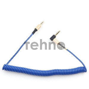 Кабель аудио 90˚ спиральный Cablexpert CCAB-02-35MMLC-1.8MU. 3.5 джек (M)/3.5 джек (M), синий, 1.8м, блистер