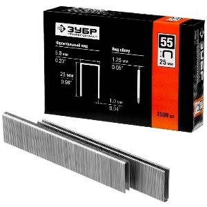 Скобы тип 55 ЗУБР , 25 мм, особотвердые, 