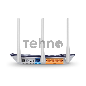 Маршрутизатор TP-Link  Беспроводный Archer C20(RU), Dual Band,(433Мбит/с на 5 ГГц + 300Мбит/с на 2,4 ГГц)  4 порта 100 Мбит/с, 3 фиксированных антенны