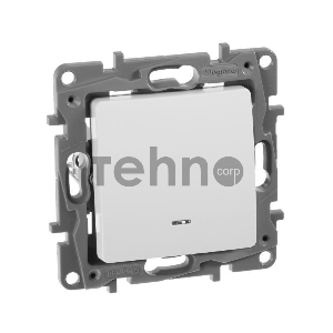 Механизм выключателя 1-кл. СП Etika 10АX с подсветкой / индикацией безвинт. зажимы бел. Leg 672203