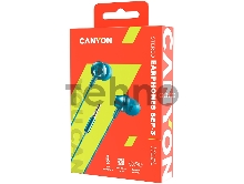 Наушники CANYON CNS-CEP3BG Стерео наушники с микрофоном, металлическая оболочка, 1,2 М, сине-зеленый