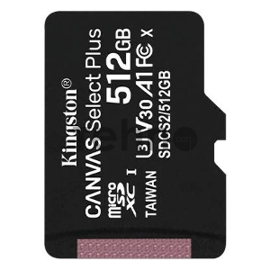 Флеш карта microSDHC 512GB microSDXC Class10 Kingston <SDCS2/512GBSP> UHS-I Canvas Select up to 100MB/s без адапт