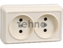 Розетка 2-м ОП Октава 10А IP20 без заземл. крем. ИЭК ERO20-K33-10-DC