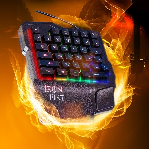 Игровой блок Oklick 701G IRON FIST черный USB for gamer LED (подставка для запястий)