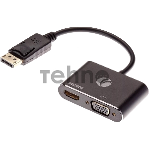 Кабель-переходник DisplayPort(M) ---> HDMI(F)+VGA(F)4K@30Hz VCOM Allum shell<CG640M-0.15>