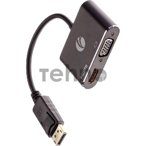 Кабель-переходник DisplayPort(M) ---> HDMI(F)+VGA(F)4K@30Hz VCOM Allum shell<CG640M-0.15>