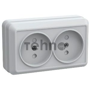 Розетка 2-м ОП Октава 10А IP20 защ. шторки без заземл. бел. ИЭК ERO23-K01-10-DC