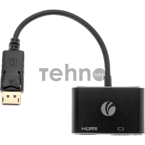 Кабель-переходник DisplayPort(M) ---> HDMI(F)+VGA(F)4K@30Hz VCOM Allum shell<CG640M-0.15>