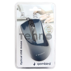 Мышь Gembird MOP-415-B, USB, синий, 3кн.+колесо-кнопка, 2400DPI кабель 1.4м