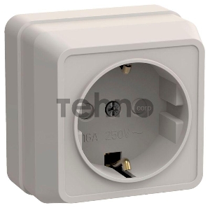 Розетка 1-м ОП Октава 16А РСш20-3-ОКм защ. шторки с заземл. IP20 крем. ИЭК ERO14-K33-16-DC