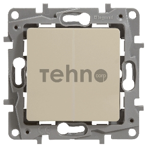 Выключатель 2-клавишный с подсветкой, на винтах, 10АХ, сл. кость