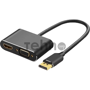 Кабель-переходник DisplayPort(M) ---> HDMI(F)+VGA(F)4K@30Hz VCOM Allum shell<CG640M-0.15>