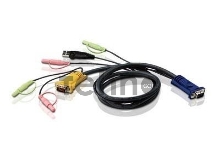 Кабель ATEN KVM Cable 2L-5305U Кабель для KVM: USB(Am)+DB15(m)+2*Audio (PC) -на- SPHD15(m)+2*Audio (KVM), 5м