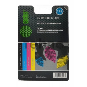 Заправочный набор Cactus CS-RK-CB317-320 цветной (4x30мл) HP PhotoSmart B8553/C5383/C6383/D5463/5510